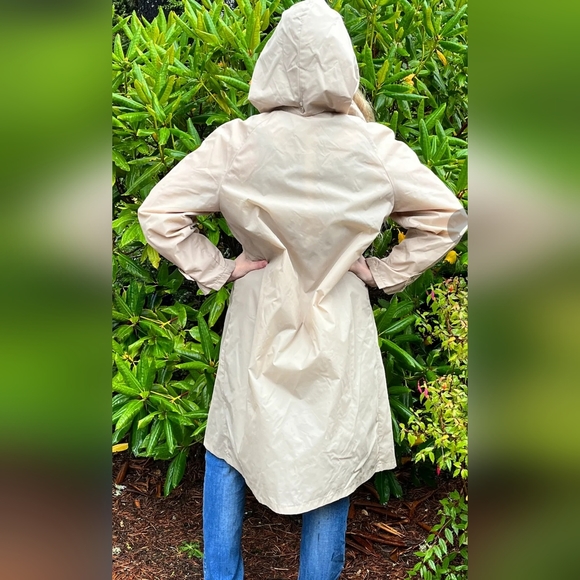 VINTAGE 1960's ALLIGATOR LACOSTE Full-Fit Utility Hooded Belted Trech Coat Sz L - Picture 8 of 12